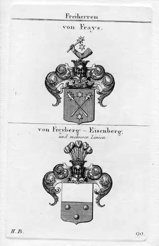 Frays Freyberg Eisenberg Wappen Adel heraldry Heraldik Kupferstich