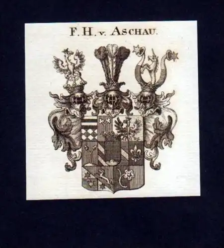 Freiherren v. Aschau Heraldik Kupferstich Wappen