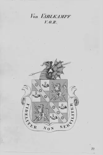 Vahlkampf Wappen Adel coat of arms heraldry Heraldik crest Kupferstich