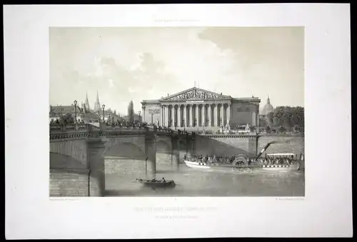 Palais du Corps Legislatif - Palais Bourbon Paris Lithographie lithograph Litho
