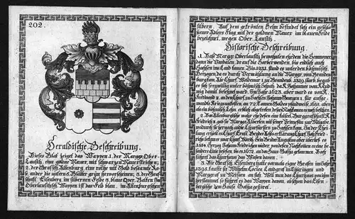 Oberlausitz Altenburg Eisenberg Wappen Heraldik coat of arms heraldry Kupferstich