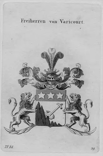 Varicourt Wappen Adel coat of arms heraldry Heraldik crest Kupferstich