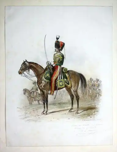 Grenadier au Cheval - original Aquarell aus dem Jahre 1854. / Aquarelle originale de 1854.