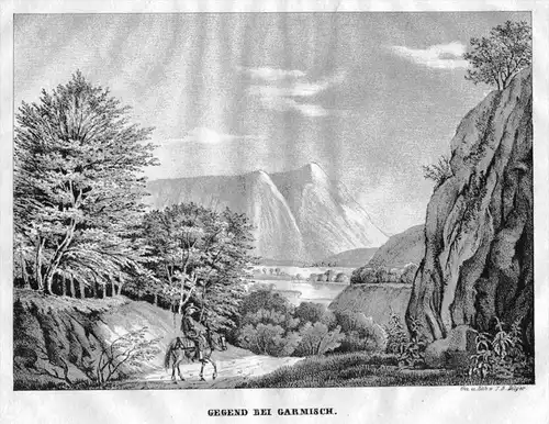 Garmisch-Partenkirchen Landschaft Original Lithographie Dilger