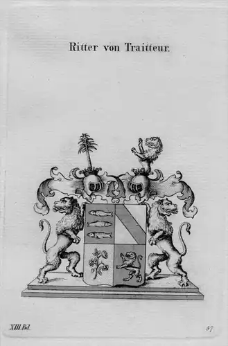 Traitteur Wappen Adel coat of arms heraldry Heraldik crest Kupferstich
