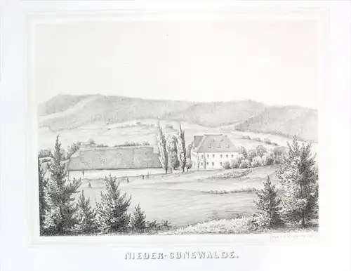 Cunewalde Lausitzer Bergland Sachsen Lithographie Poenicke