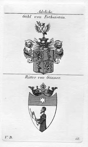 Göhl / Gönner - Wappen Adel coat of arms heraldry Heraldik Kupferstich