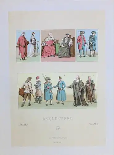 England Angleterre Trachten costumes Lithographie lithograph