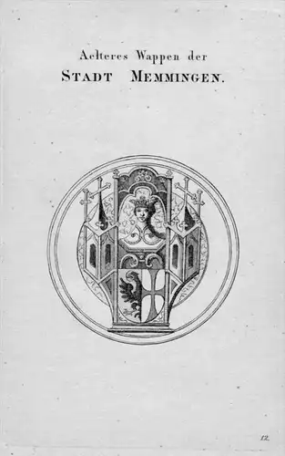 Stadt Memmingen Wappen Adel coat of arms heraldry Heraldik Kupferstich