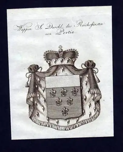 Reichsfürsten v. Portia Kupferstich Wappen