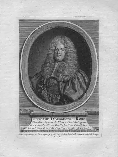 Hierosme D'Argouges de Ranes - Hierosme Argouges de Ranes (1710 - 1762) Rat des Königs gravure Kuperstich Po