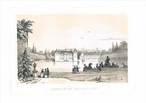 Chateau de Beloeil Hainaut Lithographie lithograph