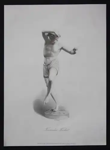 Tanzender Fischer Statue Plastik  Biedermeier