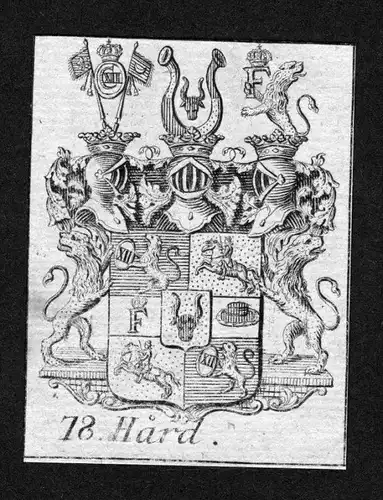 - Hard Wappen vapen coat of arms Heraldik Genealogie Kupferstich