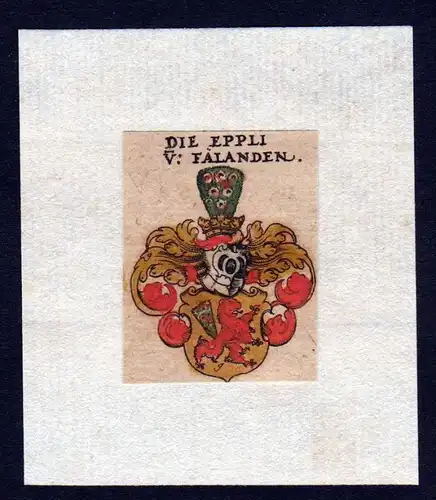 h. Eppli Fälanden Wappen Adel coat of arms heraldry Heraldik Kupferstich
