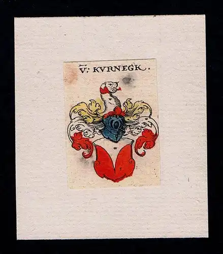. - von Kurnegk Wappen Adel coat of arms heraldry Heraldik Kupferstich