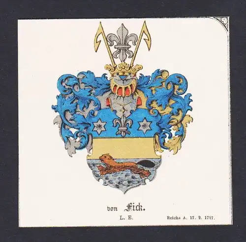 . von Fick Wappen Heraldik coat of arms heraldry Litho