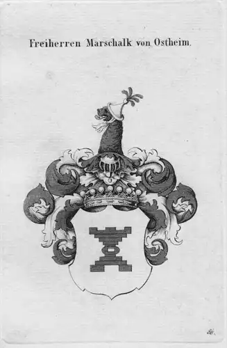 Ostheim Wappen Adel coat of arms heraldry Heraldik Kupferstich