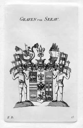 von Seeau Wappen Adel coat of arms heraldry Heraldik Kupferstich