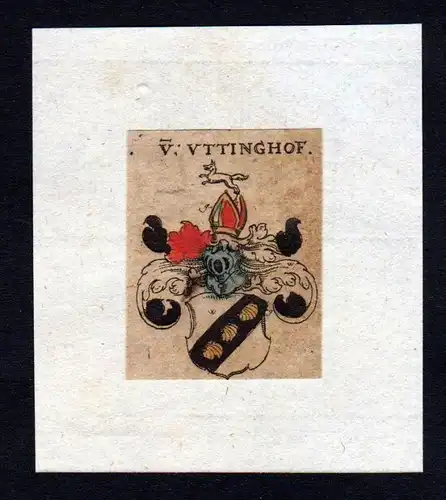 h. von Uttinghof Wappen coat of arms heralrdy Heraldik Kupferstich