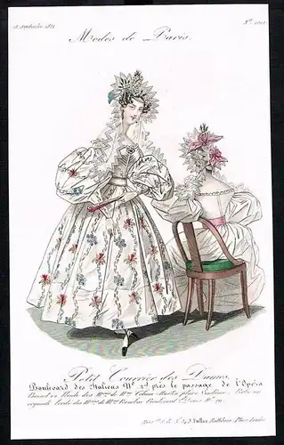 Biedermeier Mode Kupferstich victorian fashion antique print Paris etching