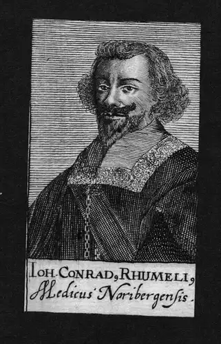 John Conrad Rhumelius Arzt doctor Professor Nürnberg Kupferstich Portrait