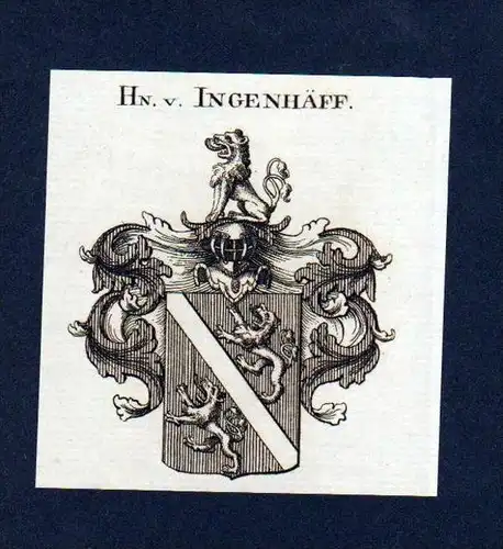 Herren von Ingenhäff Kupferstich Wappen engraving Heraldik crest
