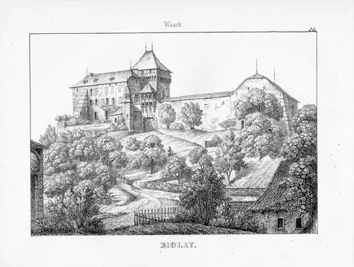 Schloss Bioley Magnoux Kanton Waadt Schweiz Lithographie Suisse