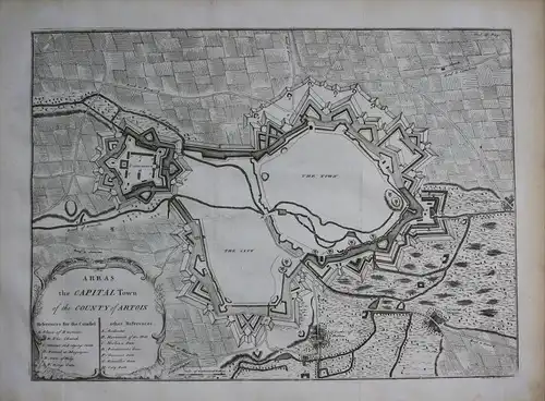 Arras Artois plan estampe gravure Kupferstich engraving