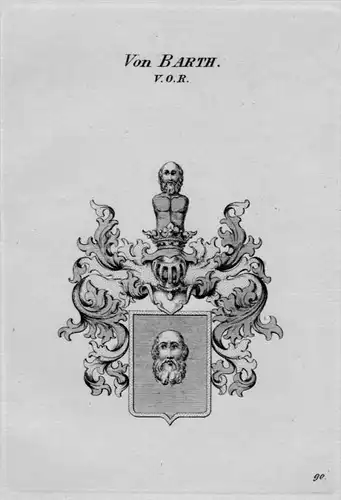 Von Barth Wappen Adel coat of arms heraldry Heraldik crest Kupferstich