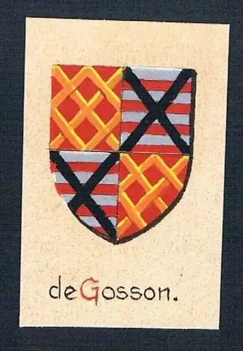 19. / 20. Jh. - de Gosson Blason Aquarelle Wappen coat of arms Heraldik