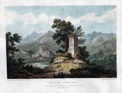 View near Avigliana - Avigliana Piemonte Torino litografia veduta