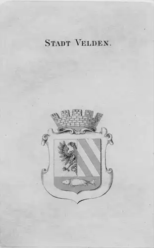 Stadt Velden Wappen Adel coat of arms heraldry Heraldik crest Kupferstich