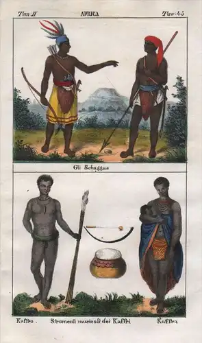 - South Africa people costume Lithograph Negro natives Khoikhoi