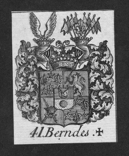 - Berndes Wappen vapen coat of arms Genealogie Heraldik Kupferstich