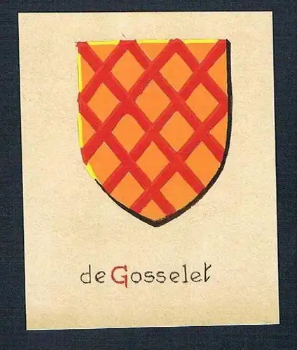 19. / 20. Jh. - de Gosselet Blason Aquarelle coat of arms Wappen Heraldik