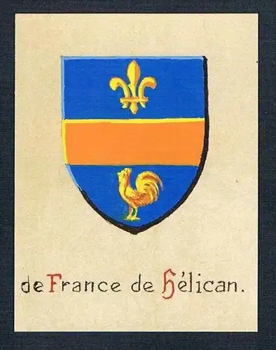 19. / 20. Jh. - de France de Hélican Blason Aquarelle coat of arms Wappen Heraldik