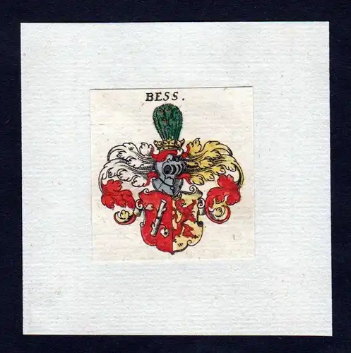 17. Jh von Bess Wappen coat of arms heraldry Heraldik Kupferstich