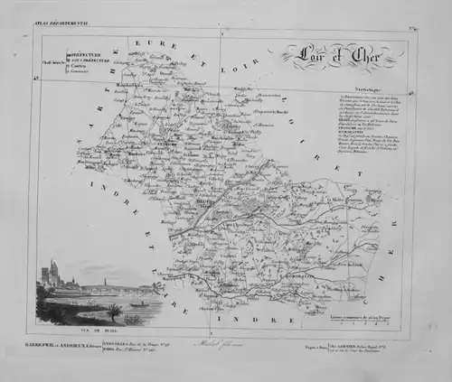 Departement Loir et Cher carte gravure Kupferstich Karte map France