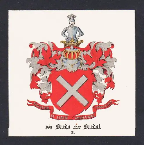 . von Breda Bredal Wappen Heraldik coat of arms heraldry Litho