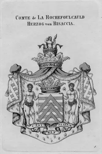 Rochefoulcauld Wappen Adel coat of arms heraldry Heraldik Kupferstich