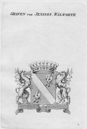 Jenison- Walworth  Wappen Adel coat of arms heraldry Heraldik Kupferstich