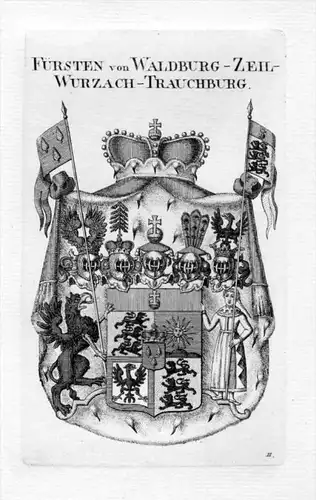 Waldburg Zeil Wurzach Wappen coat of arms heraldry Heraldik Kupferstich