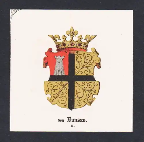 . von Dansas Wappen Heraldik coat of arms heraldry Litho