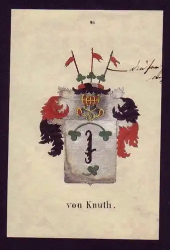 von Knuth Original Wappen Lithographie coat of arms Heraldik