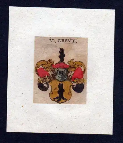 h. von Greut Wappen Adel coat of arms heraldry Heraldik Kupferstich