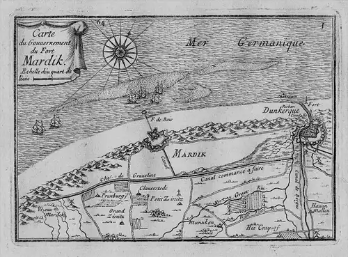 Carte du Gouvernement du Fort Mardik - Fort Mardyck Dunkerque Nord Hauts-de-France Karte map gravure