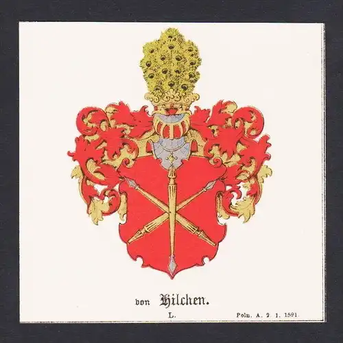 . von Hilchen Wappen Heraldik coat of arms heraldry Litho