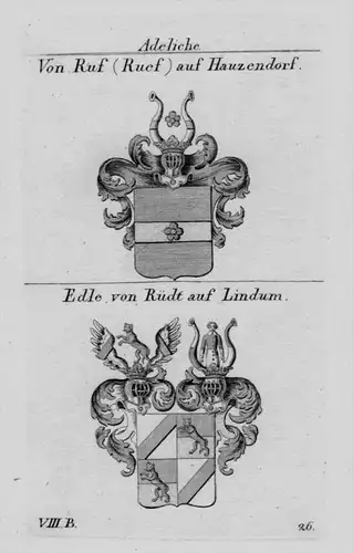 Ruf Rüdt Wappen Adel coat of arms heraldry Heraldik Kupferstich