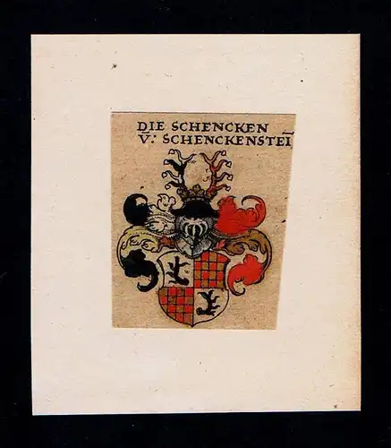 . - Schenckenstein Wappen Adel coat of arms heraldry Heraldik Kupferstich
